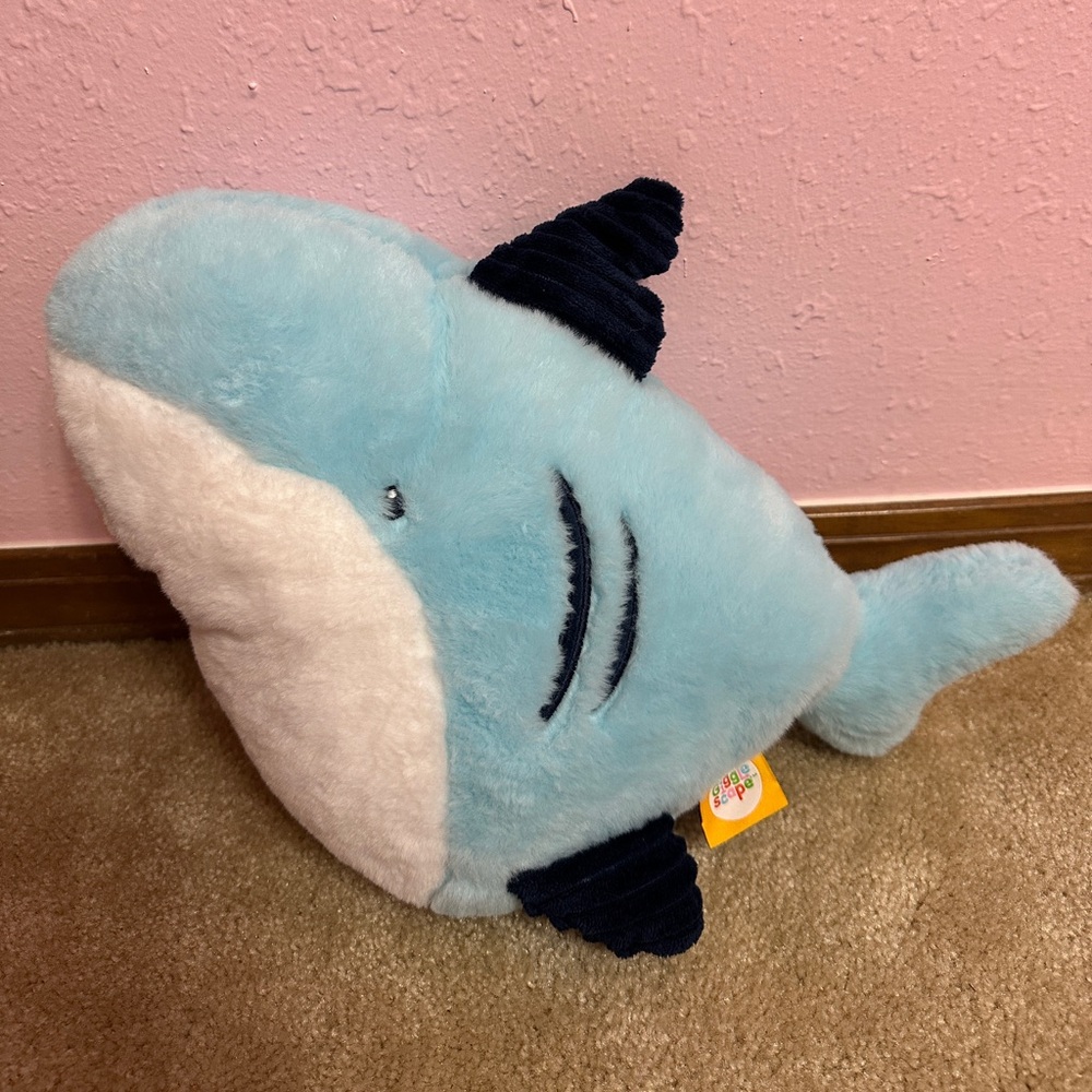 Giggle Scape Shark Blue White Corduroy Fins 15” Stuffed Animal Plush Toy 2024
